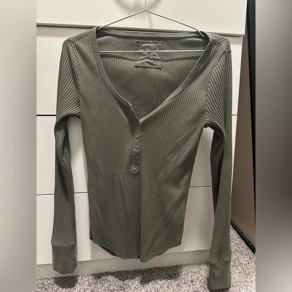 Aerie Ribbed Heather Green Tee Size M
